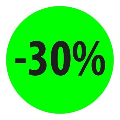 Preisnachlass- Werbe- und Sonderangebot-Etiketten "-30%", rund 20mm, 880 Etiketten, FluorGrün von Print&Stick