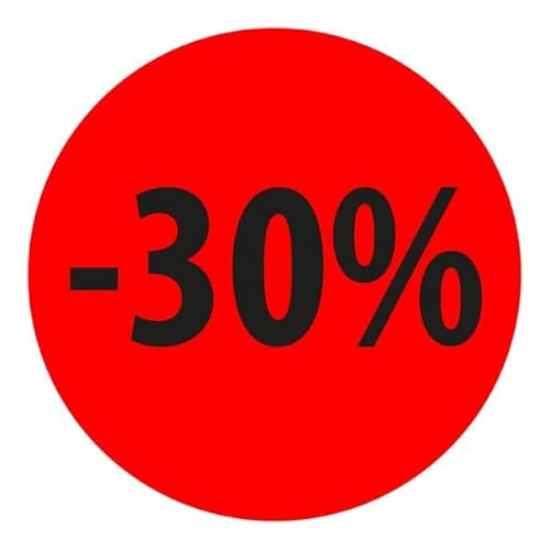 Preisnachlass- Werbe- und Sonderangebot-Etiketten "-30%", rund 20mm, 880 Etiketten, Fluorrot von Print&Stick