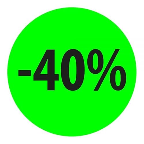 Preisnachlass- Werbe- und Sonderangebot-Etiketten "-40%", rund 20mm, 880 Etiketten, FluorGrün von Print&Stick