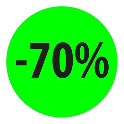 Preisnachlass- Werbe- und Sonderangebot-Etiketten "-70%", rund 20mm, 880 Etiketten, FluorGrün von Print&Stick