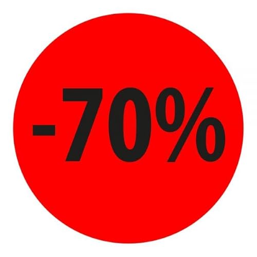 Preisnachlass- Werbe- und Sonderangebot-Etiketten "-70%", rund 20mm, 880 Etiketten, Fluorrot von Print&Stick