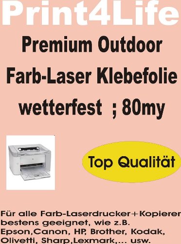 Print4Life P4L - 10 Blatt DIN A4 Outdoor Laser Kopierer Klebefolie Silber von Print4Life