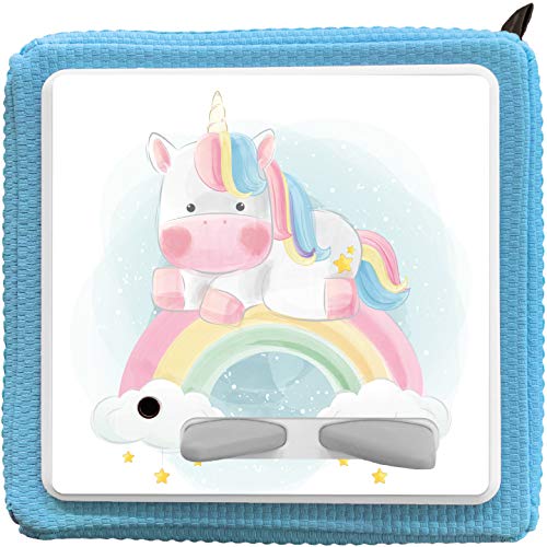 K002 | Schutzcover Schutzfolie für Toniebox selbstklebende passgenaue Folie Motive Zubehör für Kinder Spielzeug Aufkleber Sticker (Nr. 22 Rainbow Unicorn) von PrintAttack