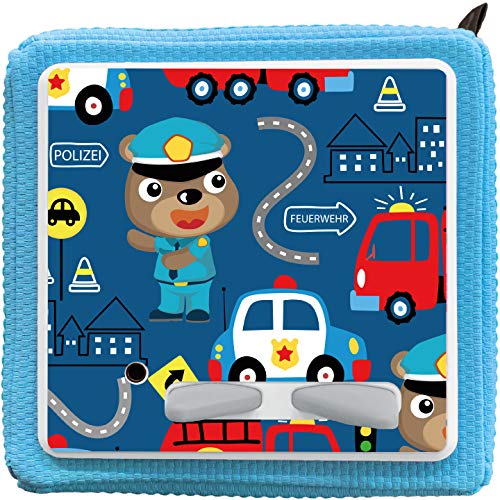 PrintAttack K002 Schutzhülle für Toniebox Selbstklebende Spannfolie Motive Zubehör für Kinder Spielzeugaufkleber Personalisierter Name Nr. 18 Polizei/Feuerwehr, Kein Name frei wählbar von PrintAttack