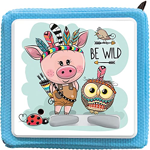 K002 | Schutzcover Schutzfolie für Toniebox selbstklebende passgenaue Folie Motive Zubehör für Kinder Spielzeug Aufkleber Sticker Personalisiert Wunschname (Nr. 39 Schwein und Eule, ohne Wunschname) von PrintAttack