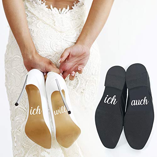 P023 Schuhaufkleber Hochzeit Set Schuhsticker Aufschrift "ich will" und "ich auch" für Braut und Bräutigam, Aufkleber, Schuh Sticker (Hellblau) von PrintAttack