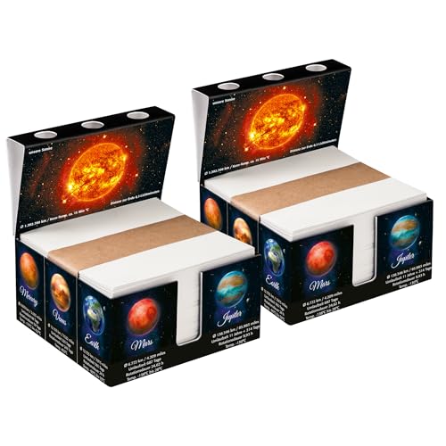 PrintCollect Zettelbox „Solar“ aus stabil verklebtem Vollkarton, Notizzettel aus kräftigem Papier (2er-Set) von PrintCollect