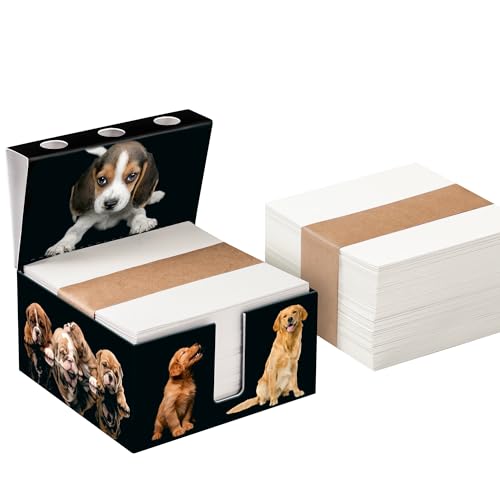 Zettelbox „Dogs“ mit Stiftehalter, für Notizzettel, aus Karton von PrintCollect