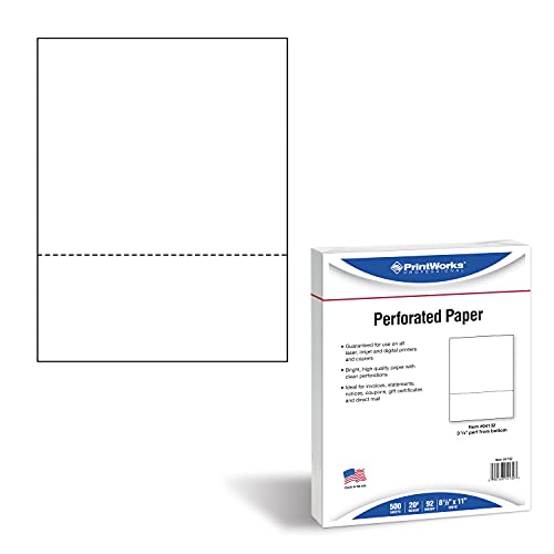 PrintWorks Professional 04132 perforiertes Papier, 9 cm, 500 Blatt, 9 kg, Weiß von PrintWorks