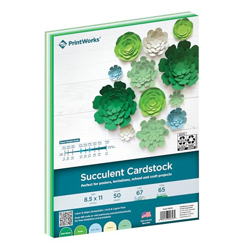 PrintWorks Sukkulenten-Karton, 21,6 x 27,9 cm, 50 Blatt, 5 botanische Farben für Pflanzen, Blumen und Kakteen, ideal für Schul- und Bastelprojekte, 147 g/m² und 29,5 kg/176 g/m², hergestellt in den PrintWorks Sukkulenten-Karton, 21,6 x 27,9 cm, 50 Blatt, 5 botanische Farben für Pflanzen, Blumen und Kakteen, ideal für Schul- und Bastelprojekte, 147 g/m² und 29,5 kg/176 g/m², hergestellt in den von PrintWorks