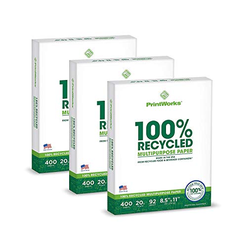 Printworks 100 Percent Recycled Multipurpose Paper, 20 Pound, 92 Bright, 8.5 x 11 Inches, 3 packs of 400 sheets, total of 1200 sheets (00018-3) von PrintWorks