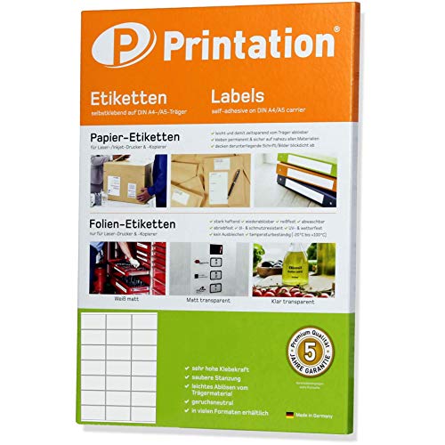 Printation Etiketten Selbstklebend 70 x 41 mm - Adressetiketten Selbstklebend/Internetmarke - 210 Papier Etiketten - 21 Pro A4 Bogen - 10 Blatt A4 - Weiß Matt bedruckbar mit Laser & Inkjet - 3x7 von Printation