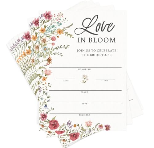 Printed Party Brautdusche Einladungen und Umschläge, Wildblumen-Thema, Liebe in Blüte, 30 Stück von Printed Party