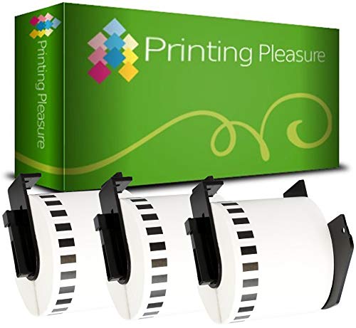 3 x DK22205 Endlos-Etiketten kompatibel für Brother P-Touch QL-500 QL-550 QL-570 QL-700 QL-720NW QL-800 QL-810W QL-820NWB QL-1050 QL-1100 QL-1110NWB | 62mm x 30.48m | Thermopapier mit Kunststoffhalter von Printing Pleasure