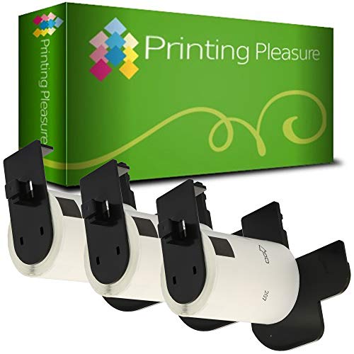 3x Runde-Etiketten mit Kunststoffhalter kompatibel für Brother DK-11207 58mm x 58mm (100 Stück/Rolle) P-Touch QL-500 550 560 570 700 710W 720NW 800 810W 820NWB 1050 1060N 1100 1110NWB, CD/DVD von Printing Pleasure