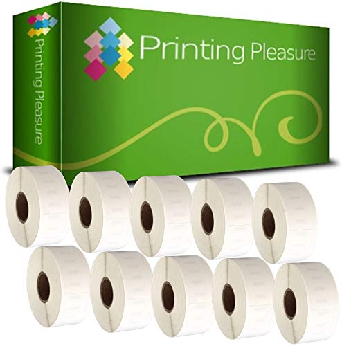Printing Pleasure 10 x 11355 Rollen Etiketten kompatibel für Dymo LabelWriter & Seiko Etikettendrucker | 19mm x 51mm | 500 Stück | Vielzweck-Etiketten von Printing Pleasure