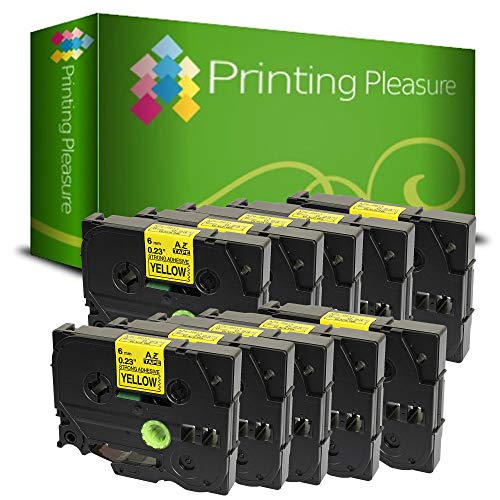 Printing Pleasure 10 x TZe-S611 TZ-S611 Schwarz auf Gelb, Schriftband kompatibel für Brother P-Touch | 6mm x 8m | Extra stark klebend von Printing Pleasure