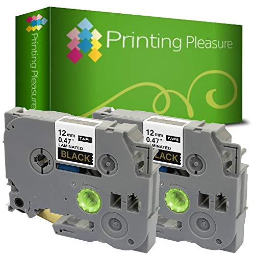 Printing Pleasure 2 x TZe-334 TZ-334 Gold auf Schwarz, Schriftband kompatibel für Brother P-Touch | 12mm x 8m von Printing Pleasure