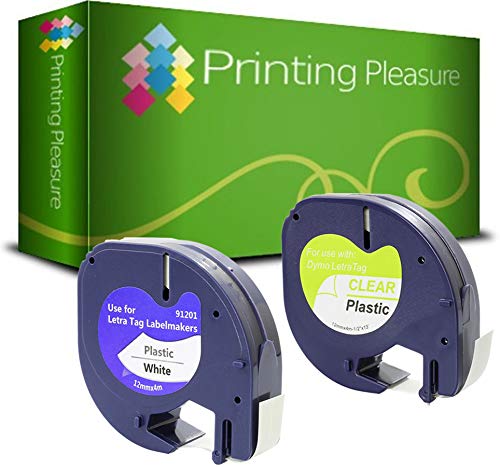 Printing Pleasure 2x Etikettenband S0721660 S0721550 schwarz auf weiß transparent, Schriftband kompatibel für Dymo LetraTag LT100H LT100T LT110T QX50 XR XM 2000 Plus | 12mm x 4m | Kunststoff Printing Pleasure 2x Etikettenband S0721660 S0721550 schwarz auf weiß transparent, Schriftband kompatibel für Dymo LetraTag LT100H LT100T LT110T QX50 XR XM 2000 Plus | 12mm x 4m | Kunststoff von Printing Pleasure