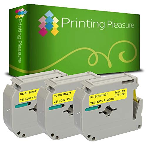 Printing Pleasure 3 x M K621 MK-621BZ Schwarz auf Gelb, Schriftband kompatibel für Brother P-Touch PT80 PT85 PT90 PT100 PT110 PT55S PT65 PT65SB PT70 PT70BM PT70HK PT70HOT PT70SP PT70SR | 9mm x 8m Printing Pleasure 3 x M K621 MK-621BZ Schwarz auf Gelb, Schriftband kompatibel für Brother P-Touch PT80 PT85 PT90 PT100 PT110 PT55S PT65 PT65SB PT70 PT70BM PT70HK PT70HOT PT70SP PT70SR | 9mm x 8m von Printing Pleasure