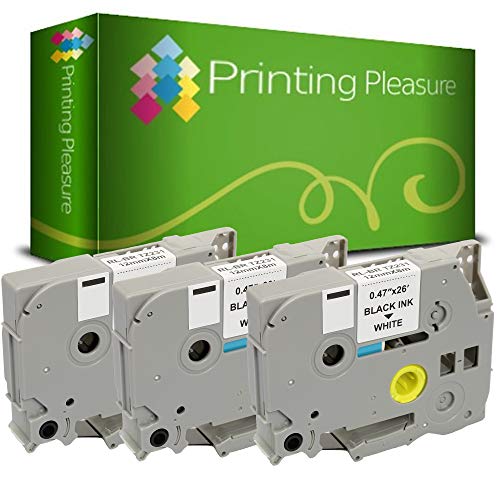 Printing Pleasure 3 x TZe-231 TZ-231 Schwarz auf Weiß, Schriftband kompatibel für Brother P-Touch | 12mm x 8m von Printing Pleasure