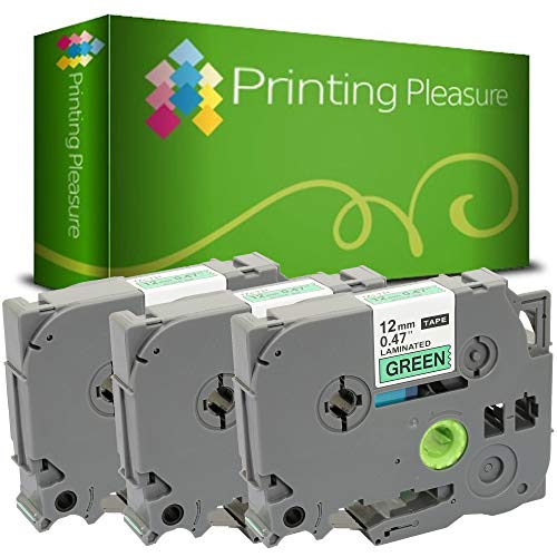 Printing Pleasure 3 x TZe-731 TZ-731 Schwarz auf Grün, Schriftband kompatibel für Brother P-Touch | 12mm x 8m von Printing Pleasure