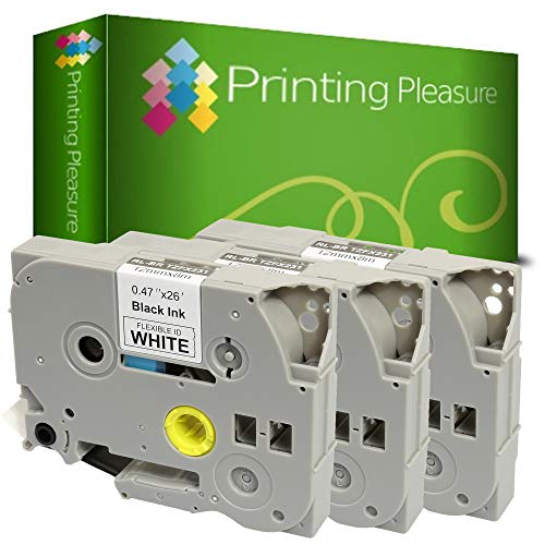 Printing Pleasure 3 x TZe-FX231 TZ-FX231 Schwarz auf Weiß, Schriftband kompatibel für Brother P-Touch | 12mm x 8m | flexibel, laminiert von Printing Pleasure