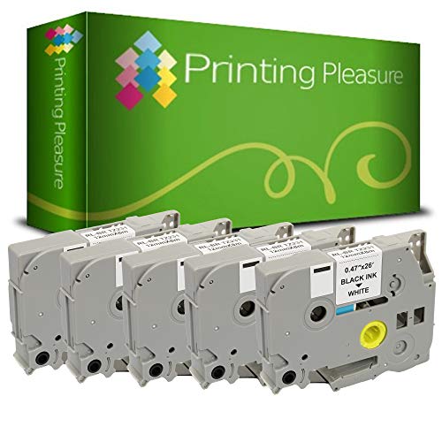 Printing Pleasure 5 x TZe-231 TZ-231 Schwarz auf Weiß, Schriftband kompatibel für Brother P-Touch | 12mm x 8m von Printing Pleasure