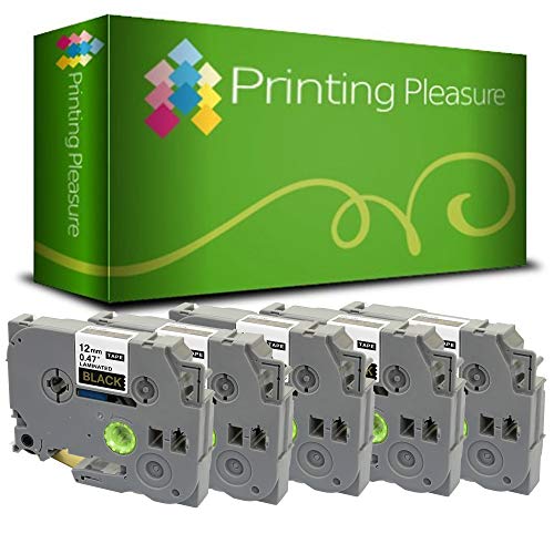 Printing Pleasure 5 x TZe-334 TZ-334 Gold auf Schwarz, Schriftband kompatibel für Brother P-Touch | 12mm x 8m von Printing Pleasure