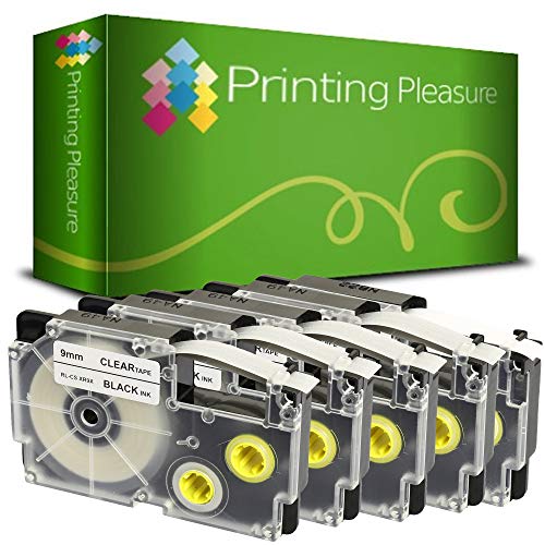 Printing Pleasure 5 x XR-9X XR-9X1 Schwarz auf Transparent, Schriftband kompatibel für Casio KL-60 KL-100 KL-120 KL-200 KL-300 KL-750 KL-780 KL-820 KL-2000 KL-7000 KL-7200 | 9mm x 8m | Farbband Printing Pleasure 5 x XR-9X XR-9X1 Schwarz auf Transparent, Schriftband kompatibel für Casio KL-60 KL-100 KL-120 KL-200 KL-300 KL-750 KL-780 KL-820 KL-2000 KL-7000 KL-7200 | 9mm x 8m | Farbband von Printing Pleasure