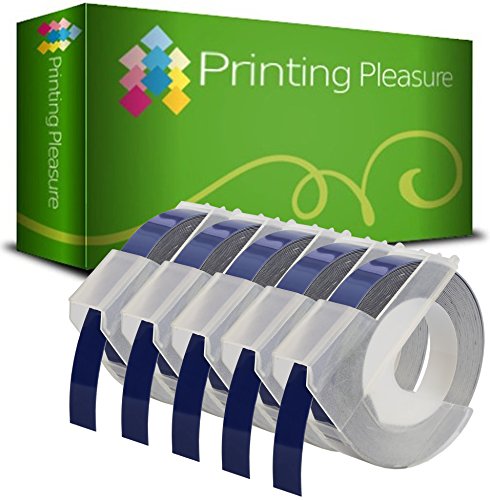 Printing Pleasure 5X Blau Prägebänd S0898140 Prägeetiketten für Dymo Junior S0717900 & Omega S0717930 Prägegeräte | 9mm x 3m | weißer Druck auf blauen Untergrund Printing Pleasure 5X Blau Prägebänd S0898140 Prägeetiketten für Dymo Junior S0717900 & Omega S0717930 Prägegeräte | 9mm x 3m | weißer Druck auf blauen Untergrund von Printing Pleasure