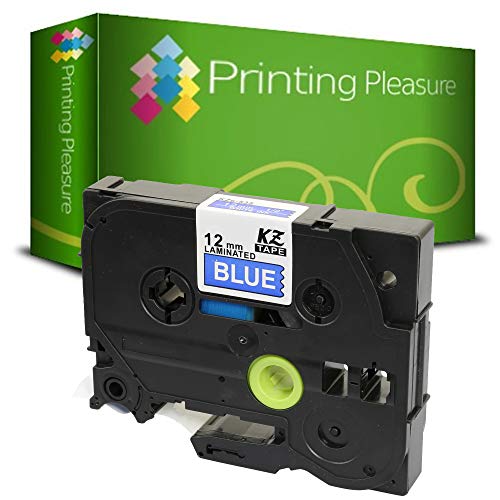 Printing Pleasure TZe-535 TZ-535 Weiß auf Blau, Schriftband kompatibel für Brother P-Touch | 12mm x 8m von Printing Pleasure