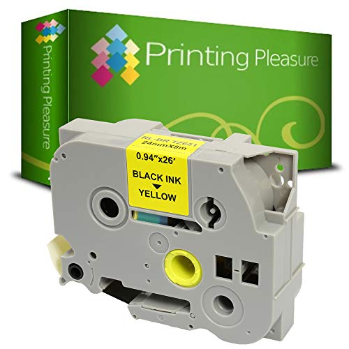 Printing Pleasure TZe-651 TZ-651 Schwarz auf Gelb, Schriftband kompatibel für Brother P-Touch | 24mm x 8m von Printing Pleasure
