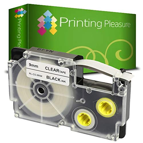 Printing Pleasure XR-9X XR-9X1 Schwarz auf Transparent, Schriftband kompatibel für Casio KL-60 KL-100 KL-120 KL-200 KL-300 KL-750 KL-780 KL-820 KL-2000 KL-7000 KL-7200 KL-8100 | 9mm x 8m | Farbband von Printing Pleasure