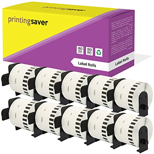 10x DK-44605 schwarz auf gelb 62mm x 30,48m Endlosetiketten Papier kompatibel für P-Touch QL-1050 QL-1060N QL-1110NWB QL-1100 QL-500 QL-570 QL-700 QL-800 QL-810W QL-820NWB, wiederablösbar von Printing Saver