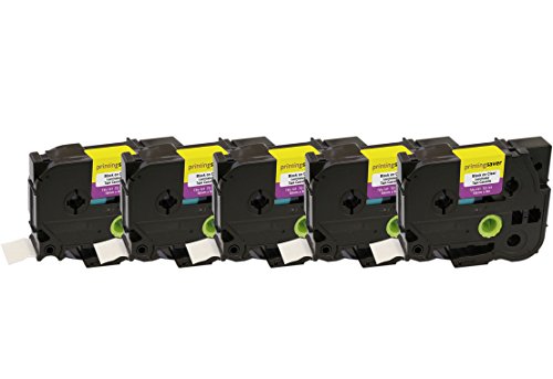 5 Kassetten TZe-141 TZ-141 18mm x 8m Schwarz auf Transparent Schriftband kompatibel für P-Touch Etikettendrucker von Printing Saver