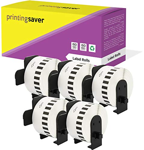5x DK-22225 38 mm x 30,48 m Endlosetiketten Papier kompatibel für P-Touch QL-1050 QL-1060N QL-1110NWB QL-1100 QL-500 QL-500BW QL-560VP QL-570 QL-580 QL-700 QL-710W QL-800 QL-810W QL-820NWB von Printing Saver