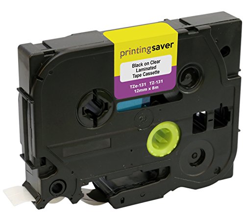 Kassette TZe-131 TZ-131 12 mm x 8 m Schwarz auf Transparent Schriftband kompatibel für P-Touch Etikettendrucker von Printing Saver