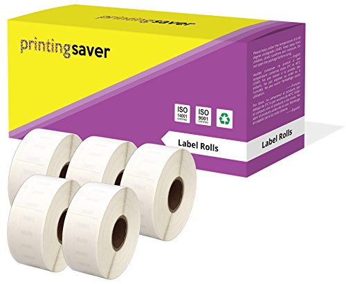 Printing Saver 5x 11355 19 x 51 mm Vielzwecketiketten (500 Stück/Rolle) kompatibel für LabelWriter 310 320 330 4XL 400 450 Turbo/Twin Turbo/Duo & Seiko SLP Etikettendrucker von Printing Saver