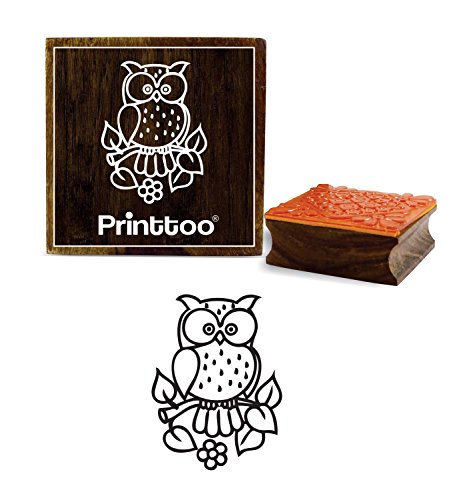 Printtoo Brown Holz Stempel Eule Muster Square Craft Textile Briefmarken-2 x 2 Zoll Printtoo Brown Holz Stempel Eule Muster Square Craft Textile Briefmarken-2 x 2 Zoll von Printtoo