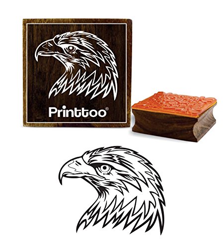 Printtoo Eagle Gesicht Muster Square Brown Holz Stempel Karte machen Briefmarken-2 x 2 Zoll von Printtoo