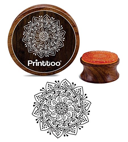 Printtoo Handwerk Textile Runde Holz Stempel Floral Mandala Muster Briefmarken-4 Zoll von Printtoo