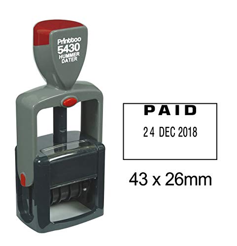 Printtoo Heavy Duty Dater Stamp With Paid Text Office Stationery Self Inking Date Rubber Stamp-Black von Printtoo