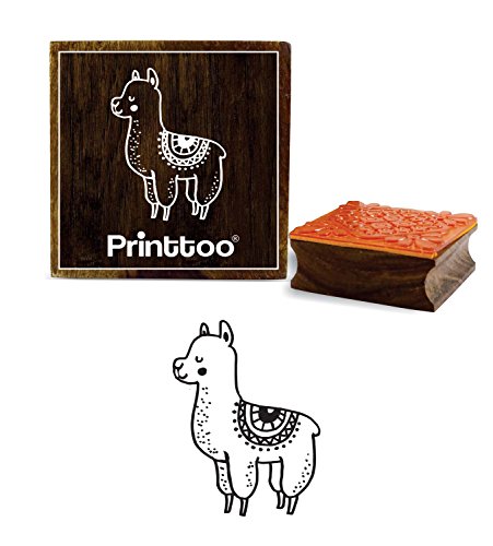 Printtoo Lama Tier Design Square Holz Stempel Schrott Buchung Block-2 x 2 Zoll von Printtoo
