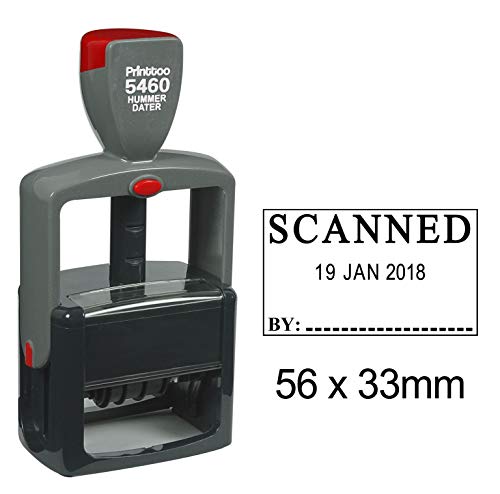 Printtoo Office Document Heavy Duty Stamp With Scanned By Text Self Inking Date Rubber Stamp-Black von Printtoo