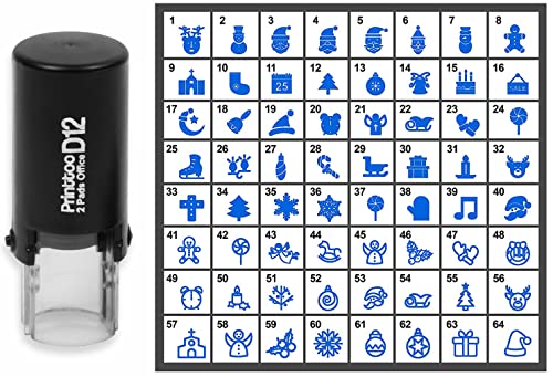 Printtoo Personalized Christmas Theme Icons Runde Stempel Selbstfarber Stamper 12 mm - Blau von Printtoo