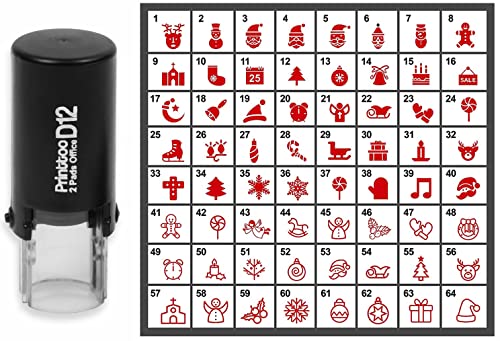 Printtoo Personalized Christmas Theme Icons Runde Stempel Selbstfarber Stamper 12 mm - Rot von Printtoo