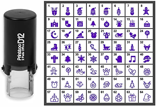 Printtoo Personalized Christmas Theme Icons Runde Stempel Selbstfarber Stamper 12 mm - Violett von Printtoo