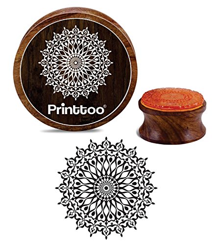Printtoo Runde hoelzerne Stempel Floral Mandala Muster Handwerk Textile Briefmarken-3 Zoll von Printtoo