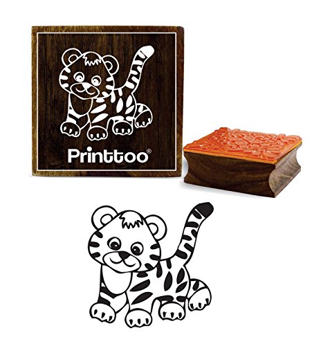 Printtoo Schrott-Buchung Tiger Pattern Stempel Brown Square Holz Stempel-2 x 2 Zoll von Printtoo